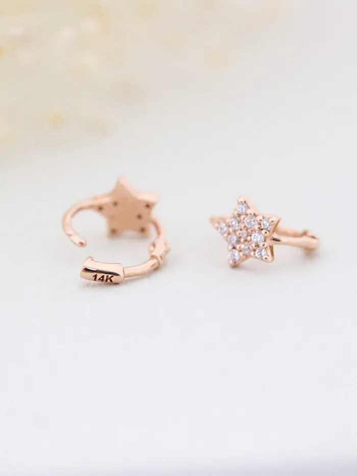 MinimalBijoux Earrings 14K Gold Star Hoop Earring