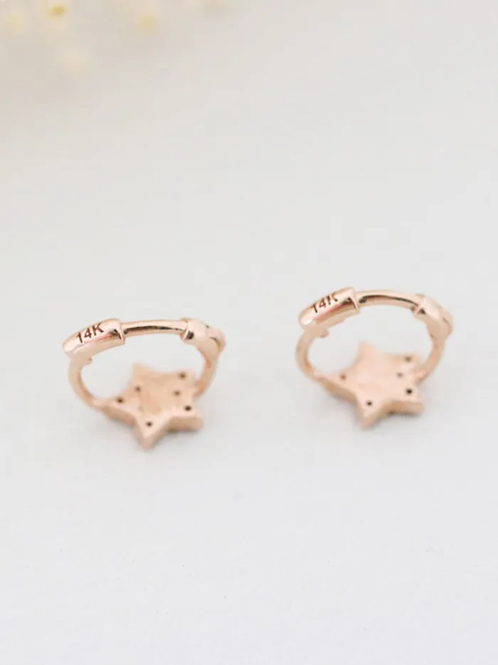 MinimalBijoux Earrings 14K Gold Star Hoop Earring