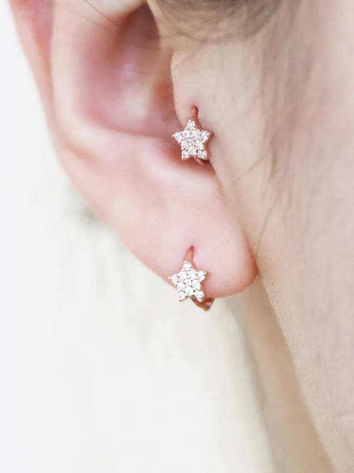 MinimalBijoux Earrings 14K Gold Star Hoop Earring