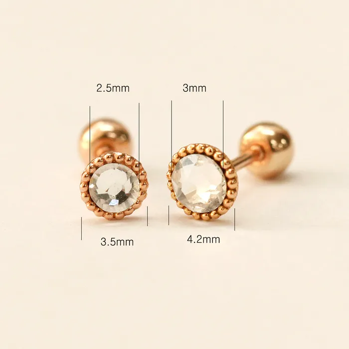 MinimalBijoux Earrings 14K Gold Stone Flower Ball Cartilage Earring 20G18G16G