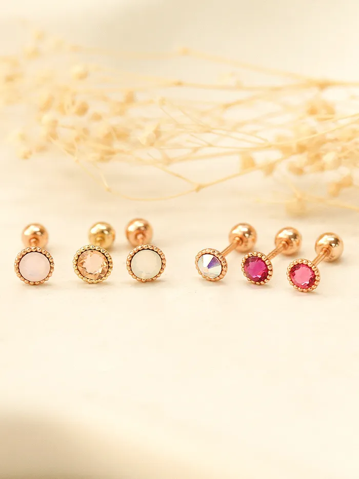 MinimalBijoux Earrings 14K Gold Stone Flower Ball Cartilage Earring 20G18G16G