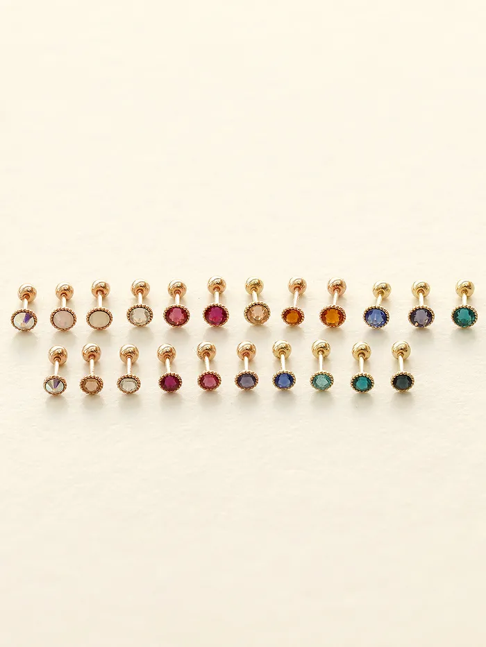 MinimalBijoux Earrings 14K Gold Stone Flower Ball Cartilage Earring 20G18G16G