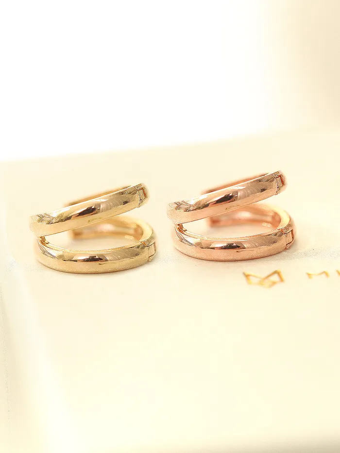 MinimalBijoux Earrings 14K Gold Two Line Hoop Earring