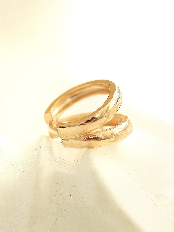 MinimalBijoux Earrings 14K Gold Two Line Hoop Earring
