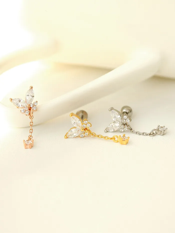 MinimalBijoux Earrings Drop Butterfly Cubic Piercing
