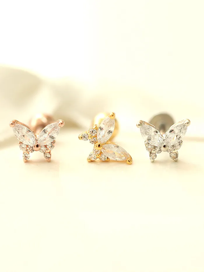 MinimalBijoux Earrings Drop Butterfly Cubic Piercing