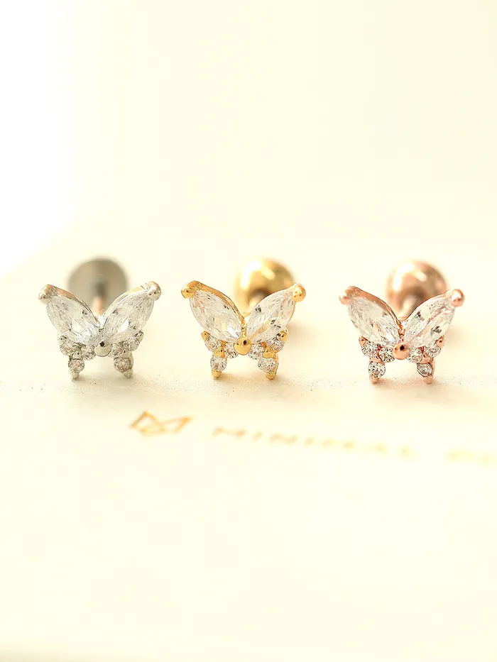 MinimalBijoux Earrings Drop Butterfly Cubic Piercing