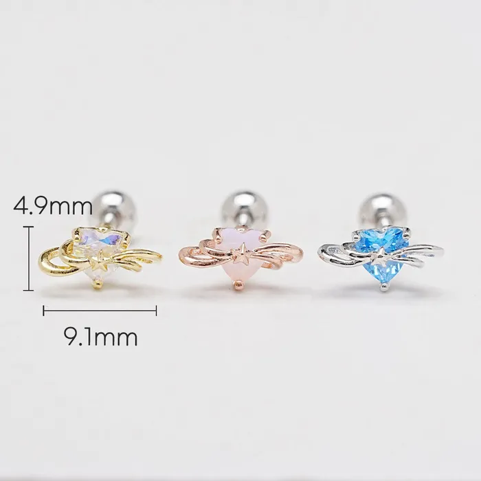 MinimalBijoux Earrings Heart Universe Cartilage Ear Piercing 18G16G