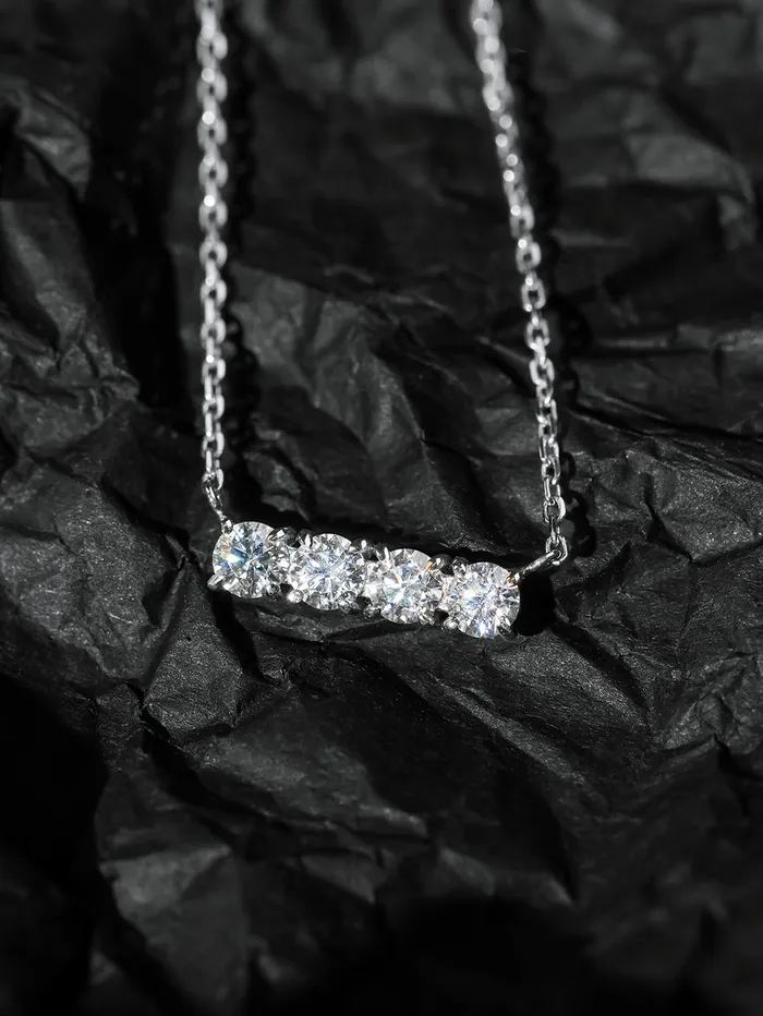MinimalBijoux Necklaces 14K 18K Gold Moissanite Cubics Bar Necklace