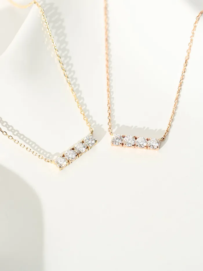 MinimalBijoux Necklaces 14K 18K Gold Moissanite Cubics Bar Necklace