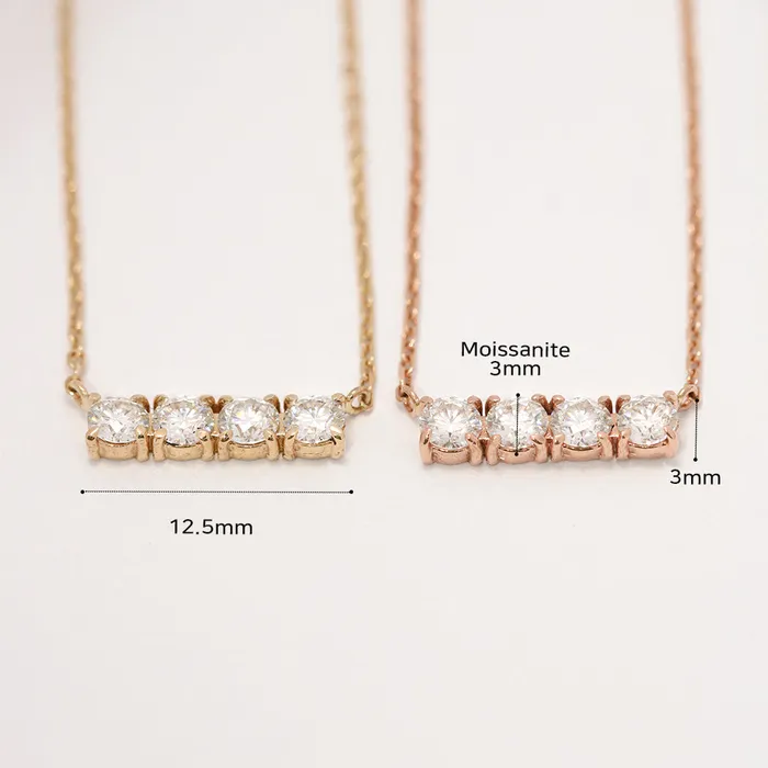 MinimalBijoux Necklaces 14K 18K Gold Moissanite Cubics Bar Necklace