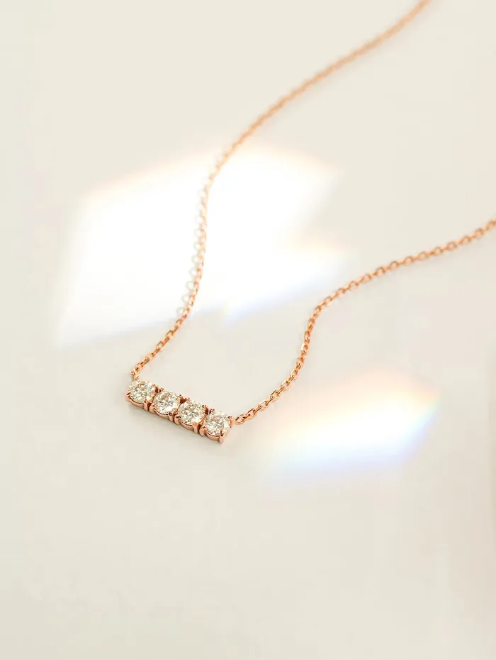 MinimalBijoux Necklaces 14K 18K Gold Moissanite Cubics Bar Necklace