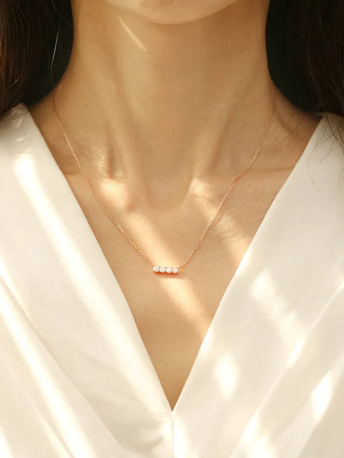 MinimalBijoux Necklaces 14K 18K Gold Moissanite Cubics Bar Necklace