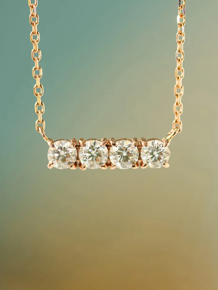 MinimalBijoux Necklaces 14K 18K Gold Moissanite Cubics Bar Necklace