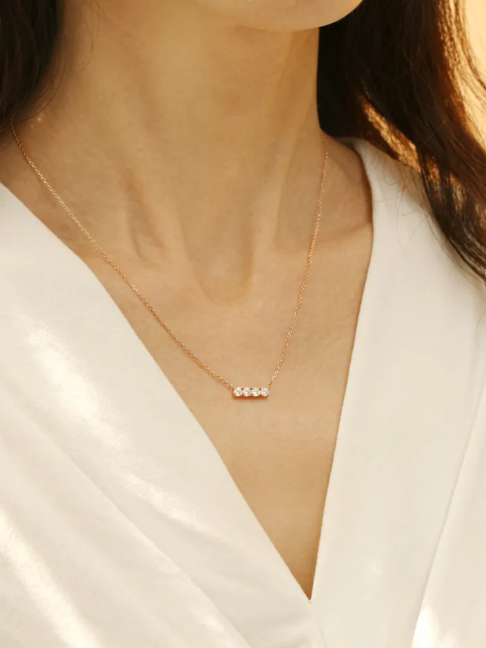 MinimalBijoux Necklaces 14K 18K Gold Moissanite Cubics Bar Necklace