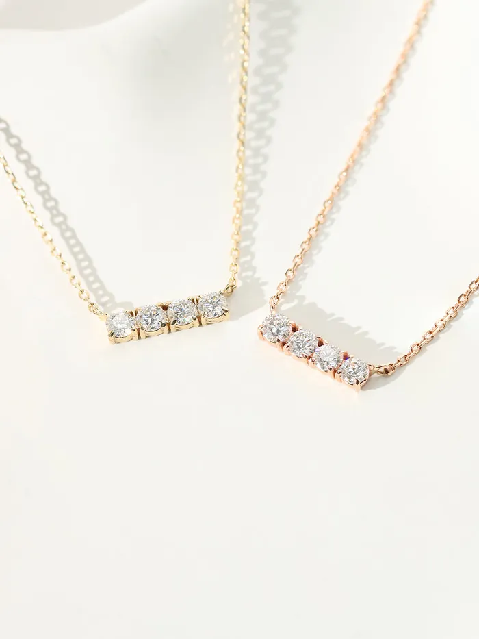 MinimalBijoux Necklaces 14K 18K Gold Moissanite Cubics Bar Necklace