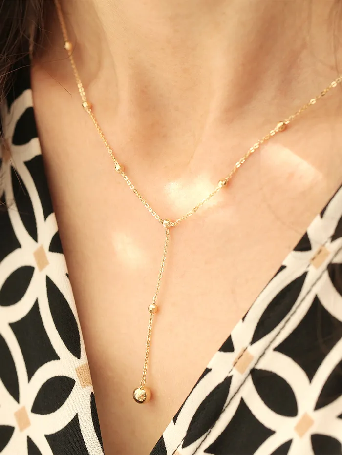 MinimalBijoux Necklaces 14K Gold Cutting Drop Ball Necklace