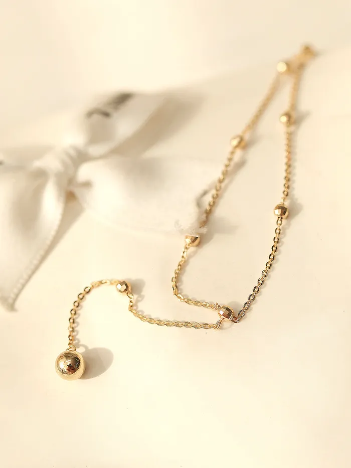 MinimalBijoux Necklaces 14K Gold Cutting Drop Ball Necklace