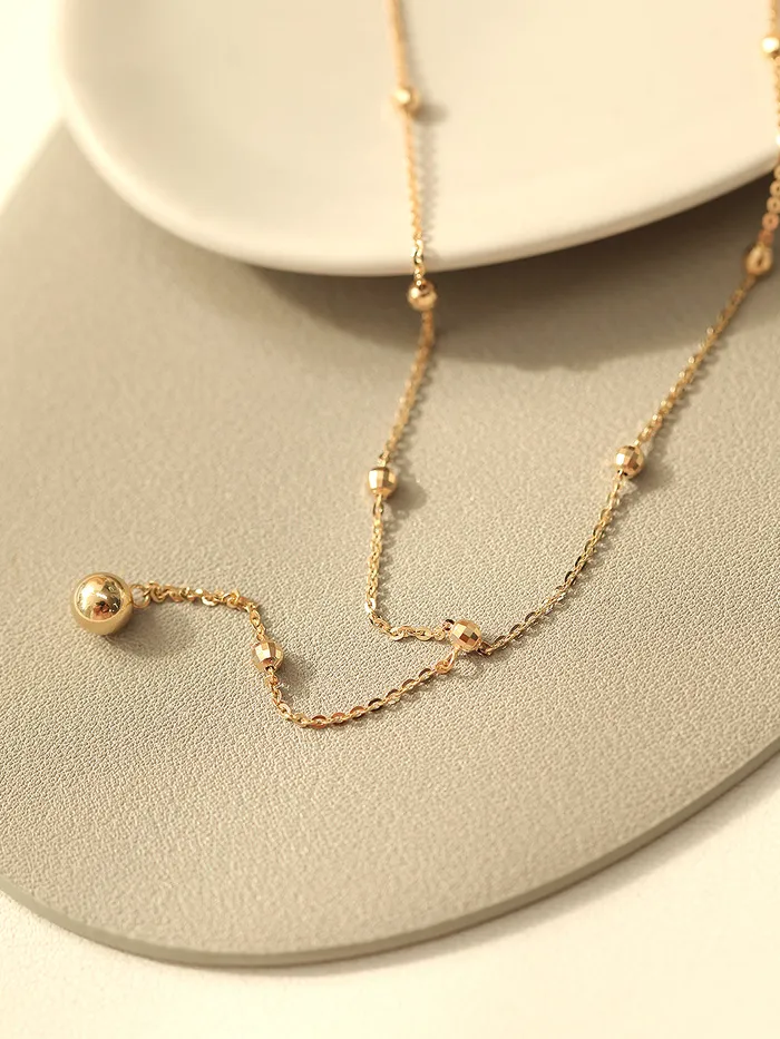 MinimalBijoux Necklaces 14K Gold Cutting Drop Ball Necklace