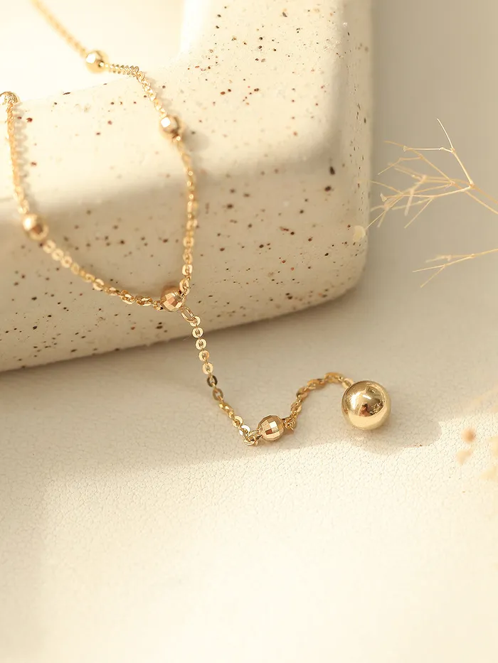MinimalBijoux Necklaces 14K Gold Cutting Drop Ball Necklace