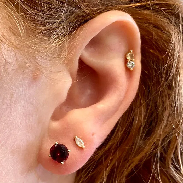 Moriartys Gem Art Earrings 14K Yellow Gold Rhodolite Garnet Stud Earrings 212 Carats