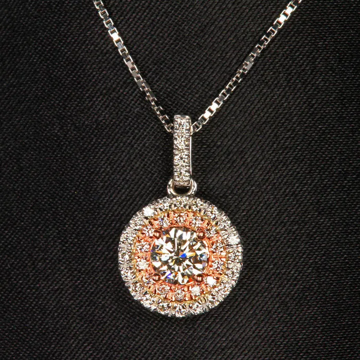 Moriartys Gem Art Necklaces 14K White and Rose Gold Diamond Pendant 70 Carats