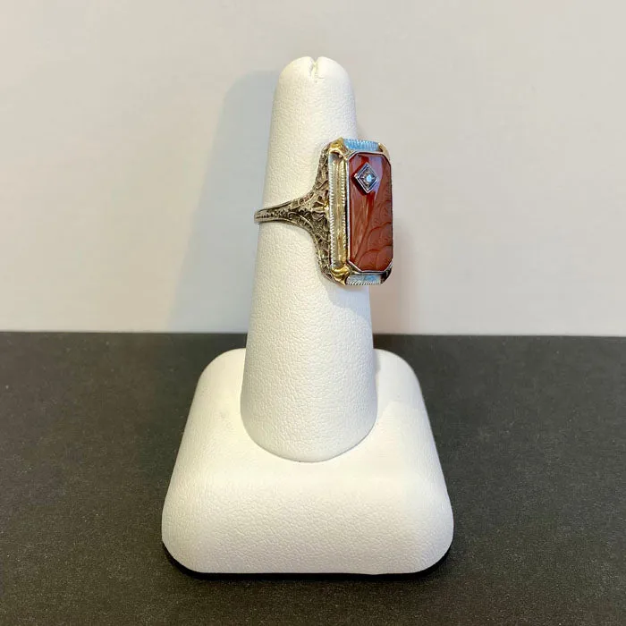 Moriartys Gem Art Rings 14K White and Yellow Gold Art Deco Plaque Ring