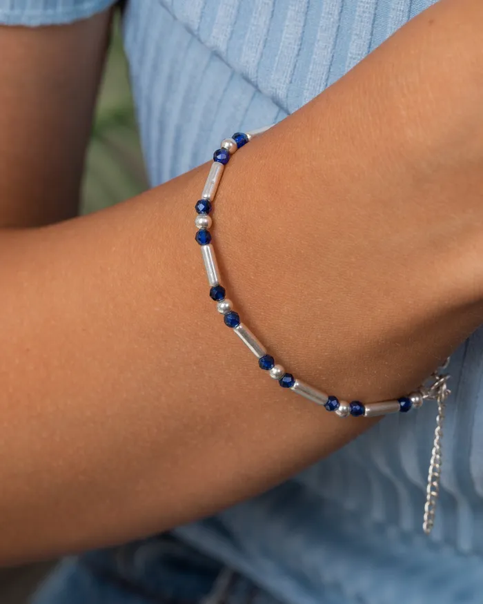 Navy and Silver TS Bracelet KOAY Silver Store Bracelets