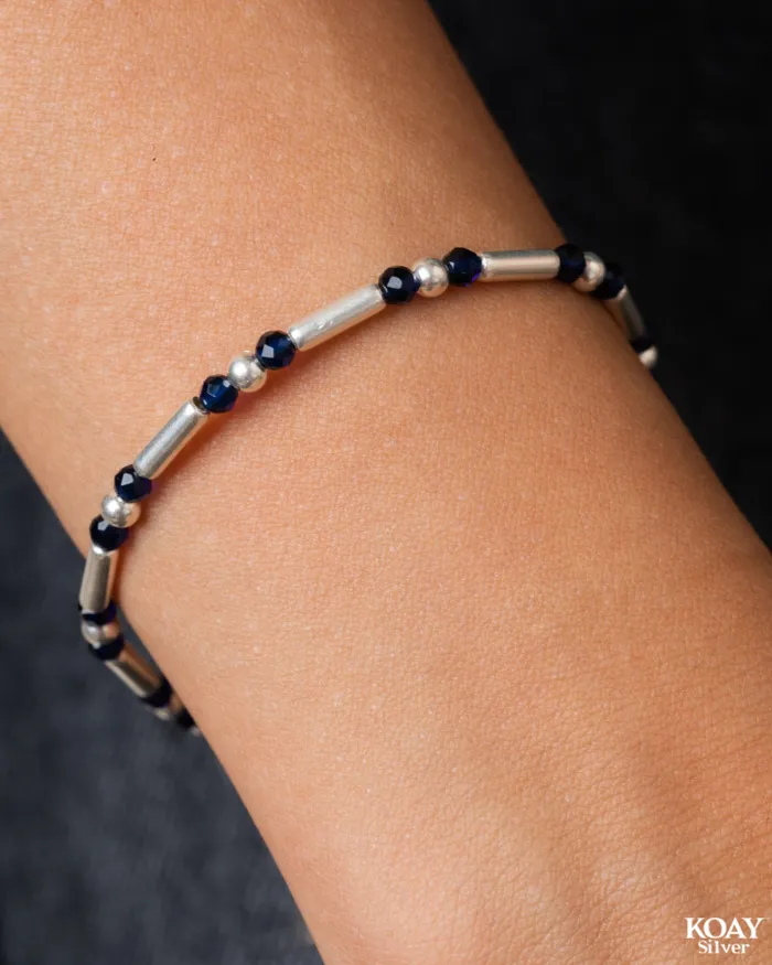Navy and Silver TS Bracelet KOAY Silver Store Bracelets