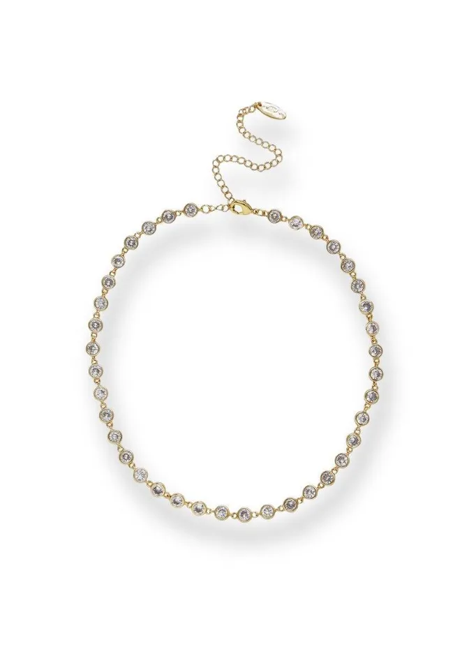 Necklaces Clear Cubic Zirconia Gold Plated Necklace Mabel Love Boutique