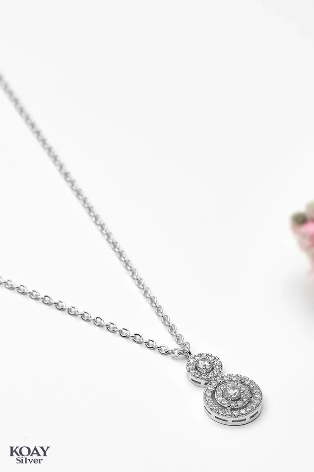 Necklaces KOAY Silver Store Zircon Circle 02Necklace