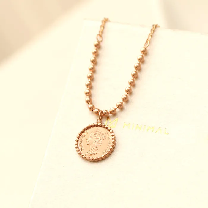 Necklaces MinimalBijoux 14K 18K Gold Elizabeth ball chain coin Necklace