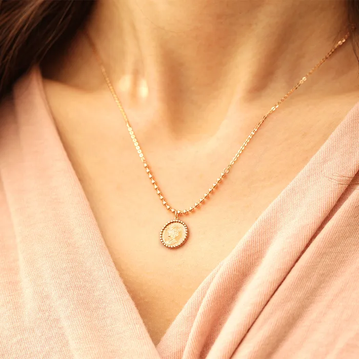 Necklaces MinimalBijoux 14K 18K Gold Elizabeth ball chain coin Necklace