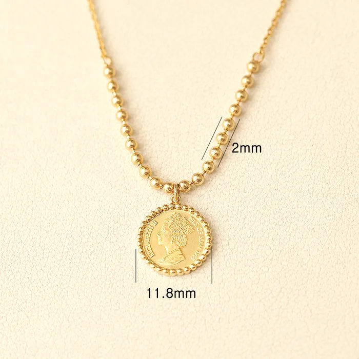 Necklaces MinimalBijoux 14K 18K Gold Elizabeth ball chain coin Necklace