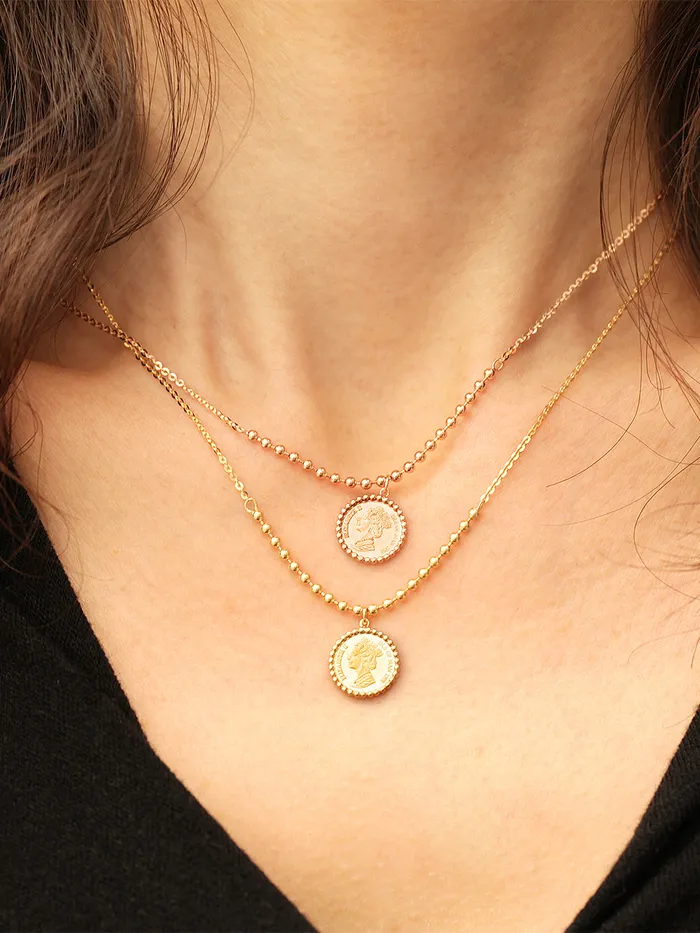 Necklaces MinimalBijoux 14K 18K Gold Elizabeth ball chain coin Necklace
