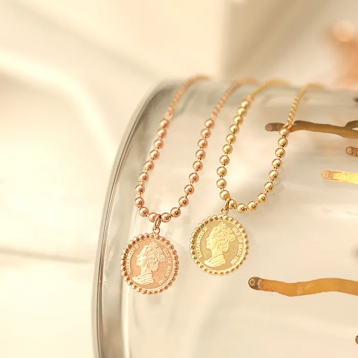 Necklaces MinimalBijoux 14K 18K Gold Elizabeth ball chain coin Necklace