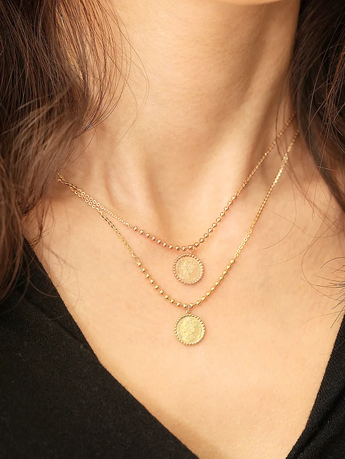 Necklaces MinimalBijoux 14K 18K Gold Elizabeth ball chain coin Necklace