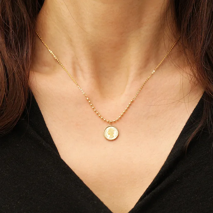 Necklaces MinimalBijoux 14K 18K Gold Elizabeth ball chain coin Necklace