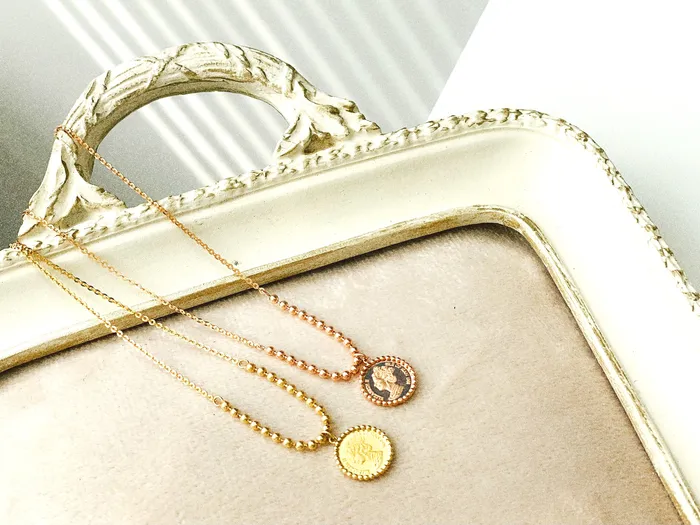 Necklaces MinimalBijoux 14K 18K Gold Elizabeth ball chain coin Necklace