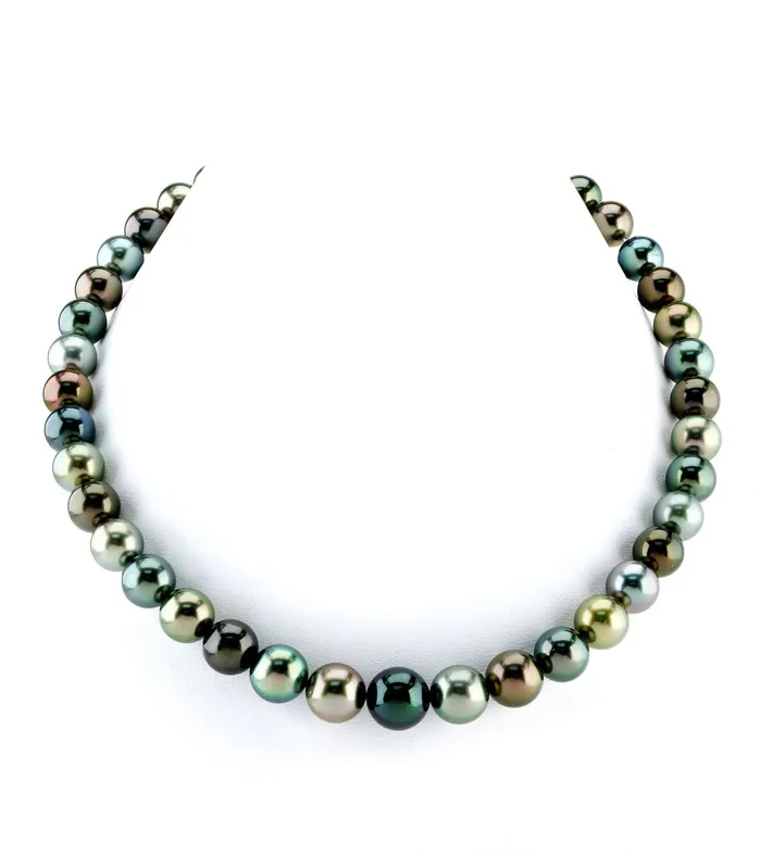Necklaces MultiColor True Round Tahitian Pearl Necklace 80100mm AAAA Quality SPT Necklaces MultiColor True Round Tahitian Pearl Necklace 80100mm AAAA Quality SPT
