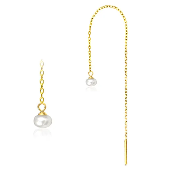 Pearl Gold Chain Earrings Tulsa Body Jewelry Earrings