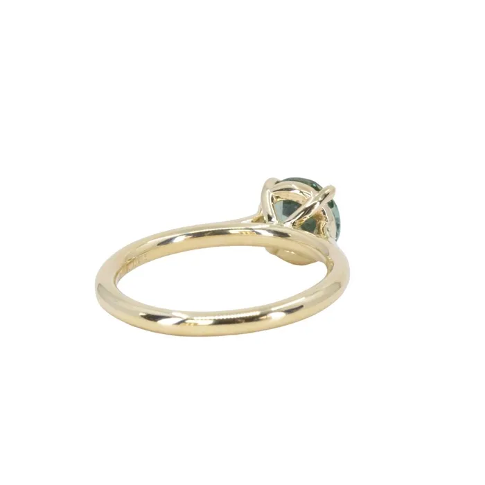 PreStyled Sets Anueva Jewelry 166ct Round Untreated Montana Sapphire Four Prong Cathedral Solitaire in 18k Yellow Gold