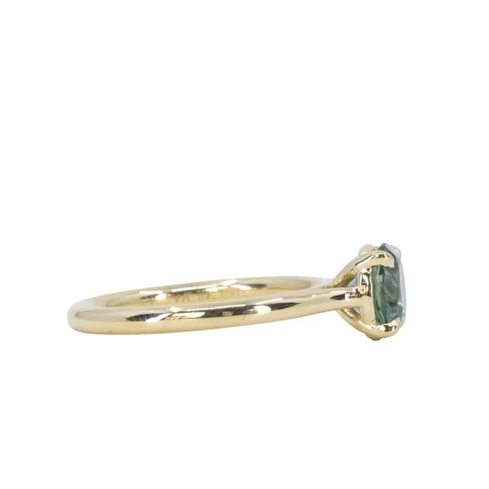 PreStyled Sets Anueva Jewelry 166ct Round Untreated Montana Sapphire Four Prong Cathedral Solitaire in 18k Yellow Gold