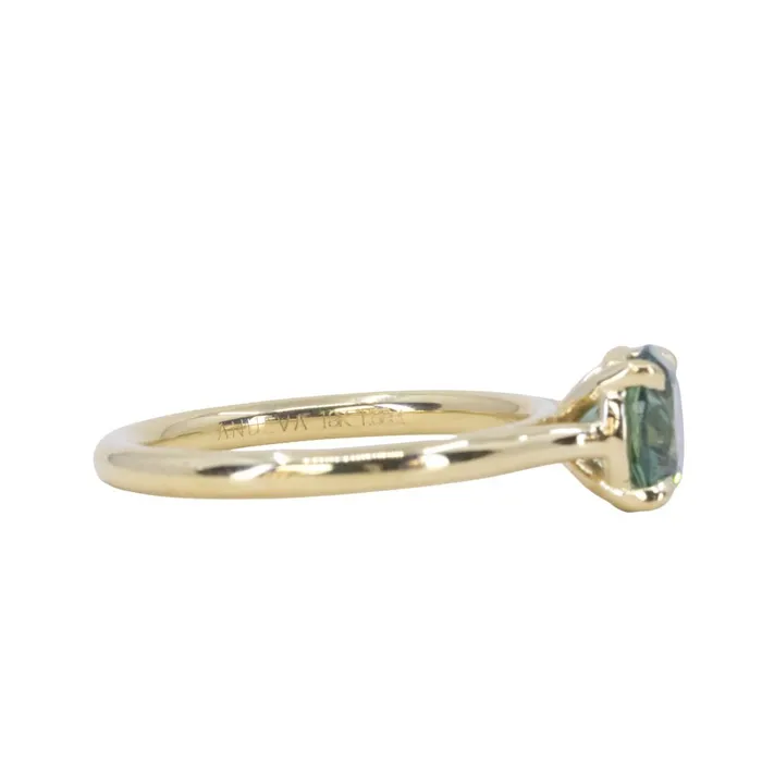 PreStyled Sets Anueva Jewelry 166ct Round Untreated Montana Sapphire Four Prong Cathedral Solitaire in 18k Yellow Gold