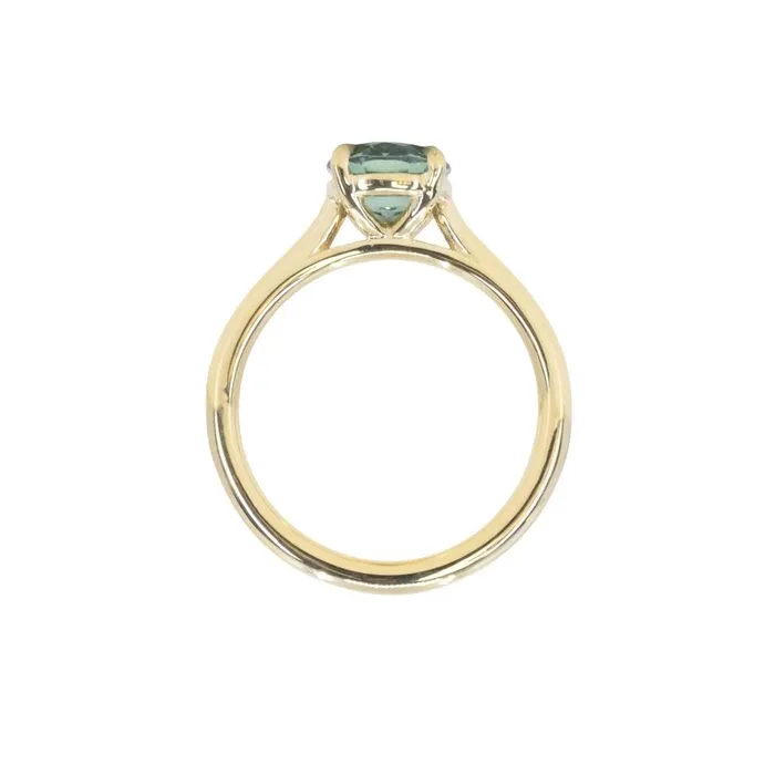 PreStyled Sets Anueva Jewelry 166ct Round Untreated Montana Sapphire Four Prong Cathedral Solitaire in 18k Yellow Gold
