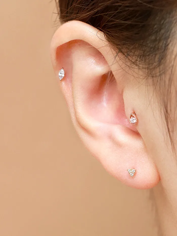 PreStyled Sets MinimalBijoux 14K Gold Internally Threaded Cubic Tragus Labret Piercing 18G16G