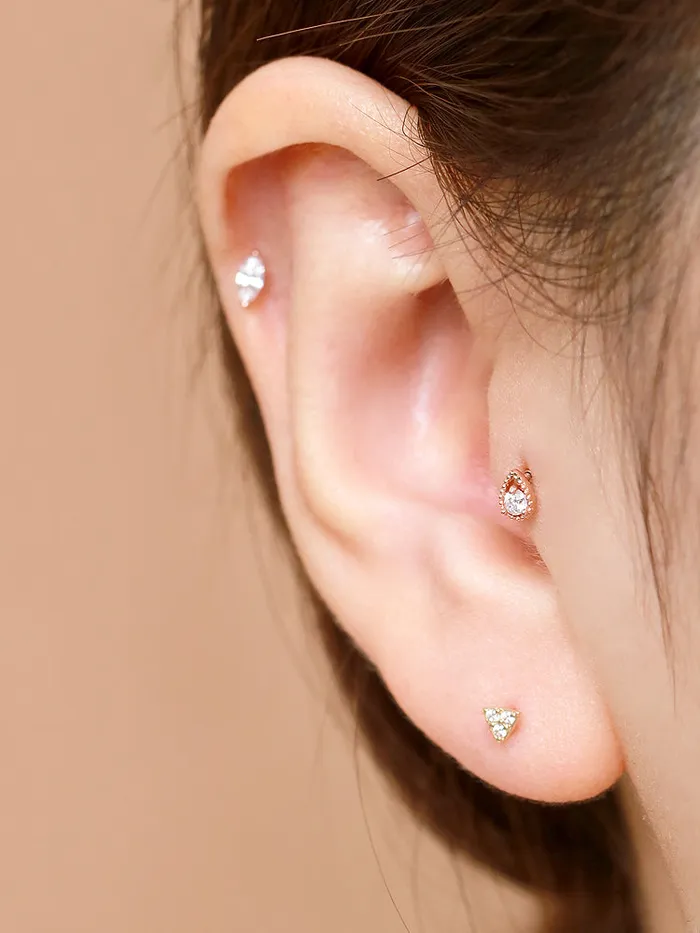 PreStyled Sets MinimalBijoux 14K Gold Internally Threaded Cubic Tragus Labret Piercing 18G16G