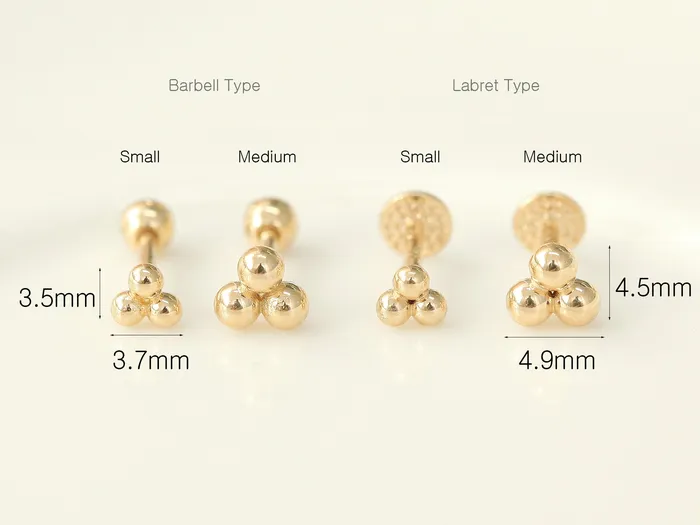 PreStyled Sets MinimalBijoux 14K Gold Triangle Ball Labret Piercing SM 18G16G