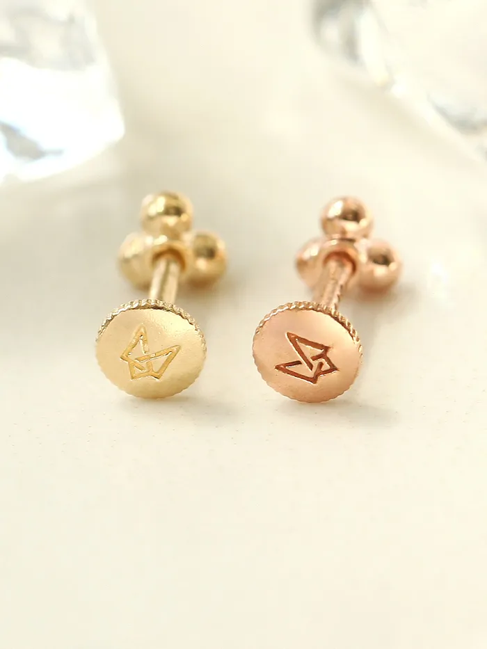 PreStyled Sets MinimalBijoux 14K Gold Triangle Ball Labret Piercing SM 18G16G