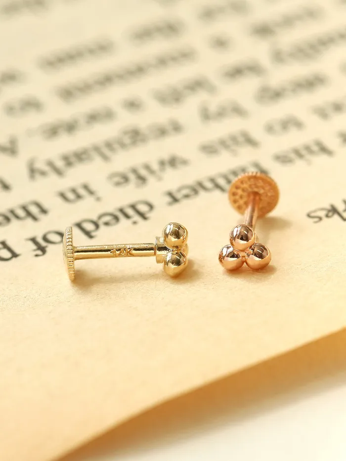 PreStyled Sets MinimalBijoux 14K Gold Triangle Ball Labret Piercing SM 18G16G